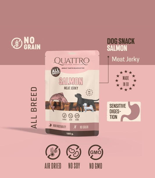 JERKY - SALMON PROTEIN Papildomas pašaras suaugusiems šunims x 8